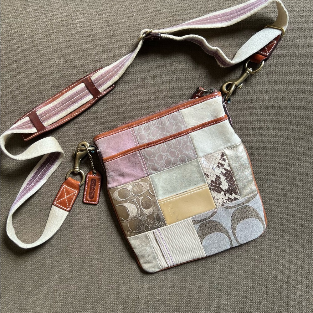 Coach Purple and Brown Crossbody Bag Signature Design